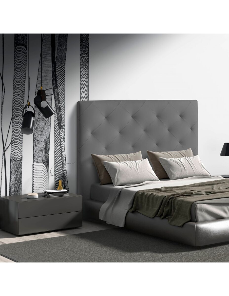 cabecero en polipiel gris myro 150x120 cm cabecero acolchado y tapizado en ecopiel con botones