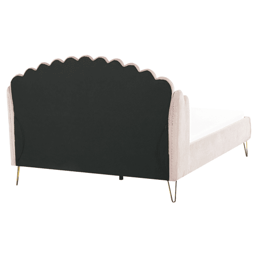 Cama Veludo AMBILLOU 160 x 200 cm Creme claro