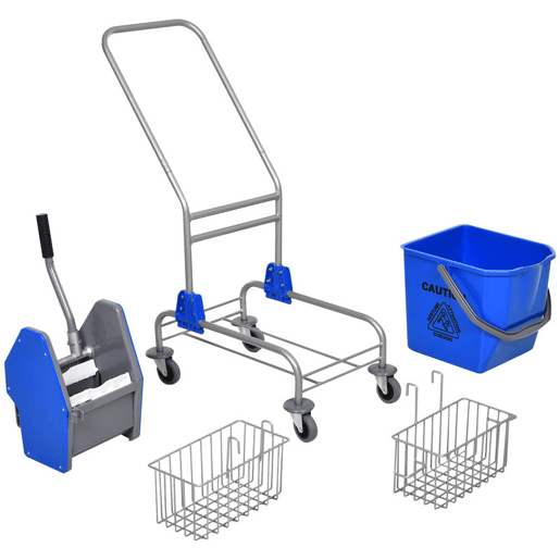 HOMCOM Carro de Limpeza Balde para Esfregona com Escorredor a Pressão Rodas e Cesto de Armazenamento Capacidade 26L 73x45x95 cm Azul HOMCOM Carro de Limpeza Balde para Esfregona com Escorredor a Pressão Rodas e Cesto de Armazenamento Capacidade 26L 73x45x95 cm Azul