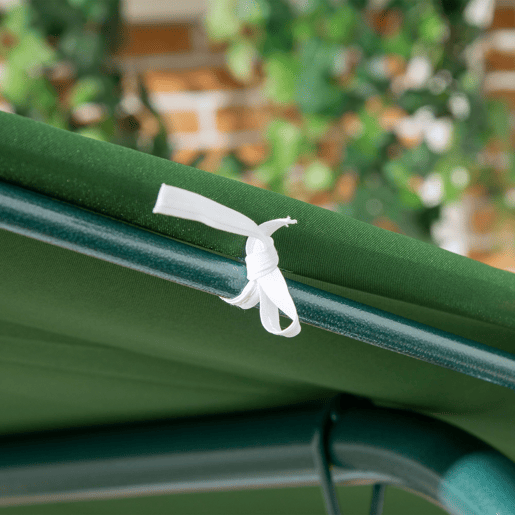 Outsunny Baloiço de Jardim de 3 Lugares com Almofada Toldo Ajustável e Estrutura de Metal para Balcão Terraço Patio Carga Máx. 300kg 172x110x153cm Verde e Branco