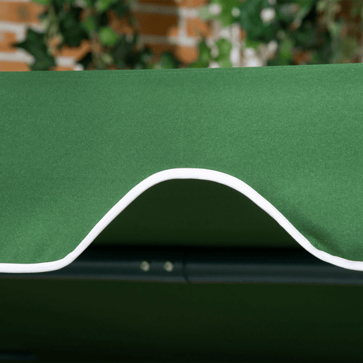 Outsunny Baloiço de Jardim de 3 Lugares com Almofada Toldo Ajustável e Estrutura de Metal para Balcão Terraço Patio Carga Máx. 300kg 172x110x153cm Verde e Branco