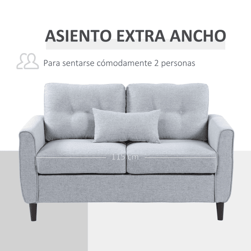 HOMCOM Sofá de 2 lugares Poltrona de dois lugares para sala de estar com almofadas e assento acolchoado fronha lavável 140x78x83 cm cinza claro