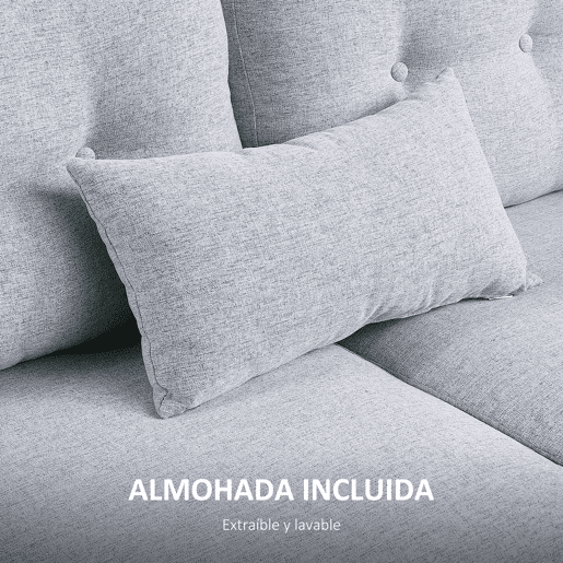 HOMCOM Sofá de 2 lugares Poltrona de dois lugares para sala de estar com almofadas e assento acolchoado fronha lavável 140x78x83 cm cinza claro