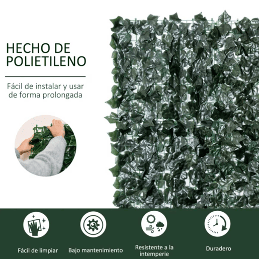 Outsunny Vedação Artificial em Rolo 3,1,5m Vedação de Privacidade para Balcão Jardim Exterior Planta Decorativa de Parede PE Verde