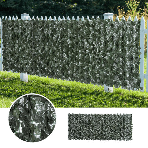 Outsunny Vedação Artificial em Rolo 3,1,5m Vedação de Privacidade para Balcão Jardim Exterior Planta Decorativa de Parede PE Verde