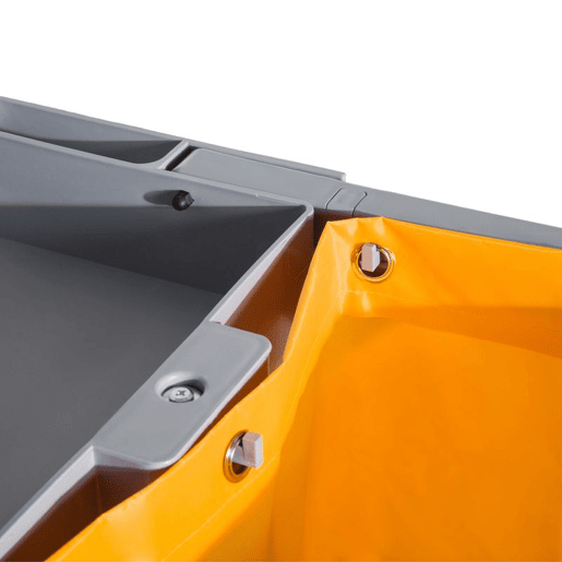 HOMCOM Carro de Limpeza com Bolsa de 100L Carro de Limpeza Profissional e Multifuncional com 3 Prateleiras e Plataforma 121x50,5x96,5 cm Cinza e Amarelo