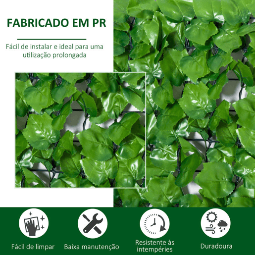 Outsunny Vedação Artificial em Rolo 3m Vedação de Privacidade para Balcão Jardim Exterior Planta Decorativa de Parede PE Verde Outsunny Vedação Artificial em Rolo 3m Vedação de Privacidade para Balcão Jardim Exterior Planta Decorativa de Parede PE Verde