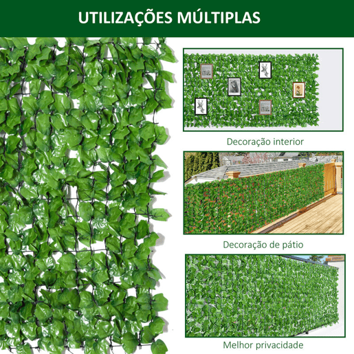 Outsunny Vedação Artificial em Rolo 3m Vedação de Privacidade para Balcão Jardim Exterior Planta Decorativa de Parede PE Verde Outsunny Vedação Artificial em Rolo 3m Vedação de Privacidade para Balcão Jardim Exterior Planta Decorativa de Parede PE Verde