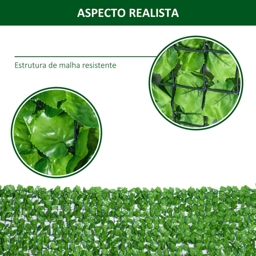 Outsunny Vedação Artificial em Rolo 3m Vedação de Privacidade para Balcão Jardim Exterior Planta Decorativa de Parede PE Verde Outsunny Vedação Artificial em Rolo 3m Vedação de Privacidade para Balcão Jardim Exterior Planta Decorativa de Parede PE Verde
