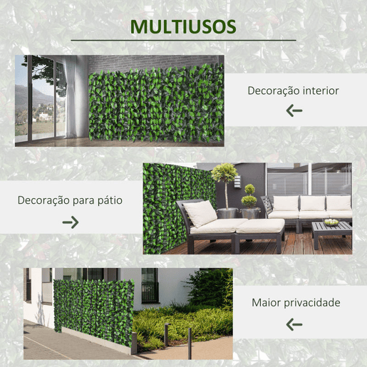 Outsunny Vedação Artificial em Rolo 3x1m Vedação de Privacidade para Balcão Jardim Exterior Planta Decorativa de Parede PE Verde Outsunny Vedação Artificial em Rolo 3x1m Vedação de Privacidade para Balcão Jardim Exterior Planta Decorativa de Parede PE Verde