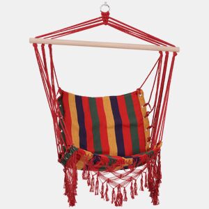 Outsunny Cadeira de rede suspensa de tecido de algodão poliéster Carga de 120 kg Poltrona suspensa para terraço interno ao ar livre 100x60x100 cm Multicolor