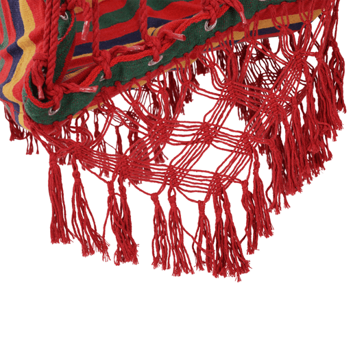 Outsunny Cadeira de rede suspensa de tecido de algodão poliéster Carga de 120 kg Poltrona suspensa para terraço interno ao ar livre 100x60x100 cm Multicolor