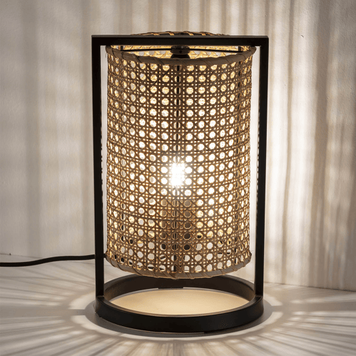 Candeeiro de mesa Isao em rattan natural, diâmetro 20 cm