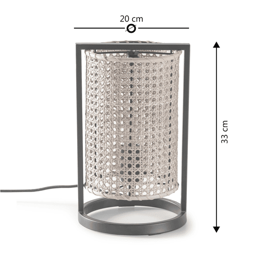 Candeeiro de mesa Isao em rattan natural, diâmetro 20 cm