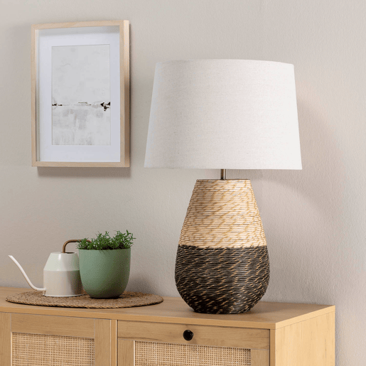 Candeeiro de mesa Botan em rattan natural, diâmetro 40,5 cm