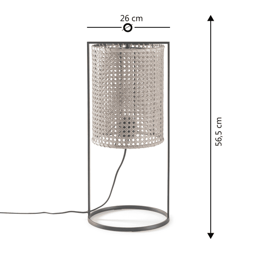 Candeeiro de mesa Sumi em rattan natural, diâmetro 26 cm