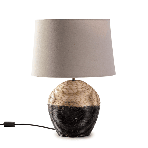 Candeeiro de mesa Oyuki em vime natural, diâmetro 40,5 cm
