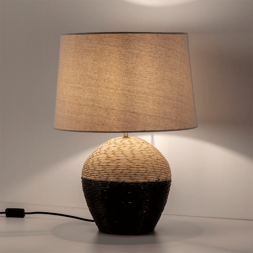 Candeeiro de mesa Oyuki em vime natural, diâmetro 40,5 cm