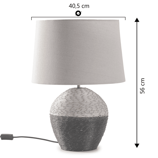 Candeeiro de mesa Oyuki em vime natural, diâmetro 40,5 cm