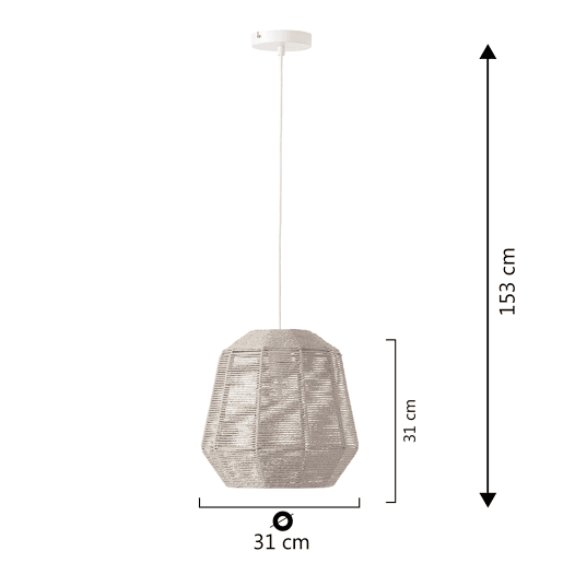 Luminária de teto Akina em papel trançado, diâmetro 31 cm