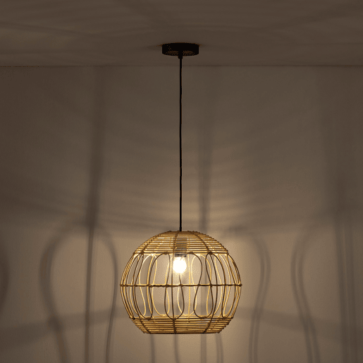 Luminária de teto Kaede em vime natural, diâmetro 39 cm