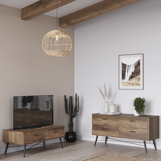 Luminária de teto Kaede em vime natural, diâmetro 39 cm
