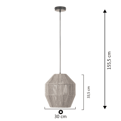 Luminária de teto Ishi feita de corda trançada, diâmetro 30 cm