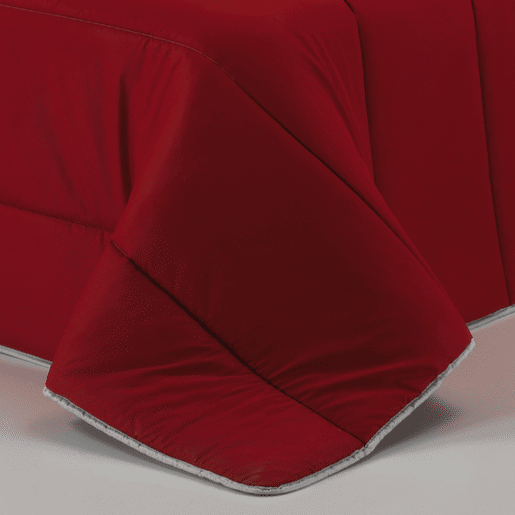 Edredom 300gr Bicolor Cama Reversível 180cm Vermelho  Cinza