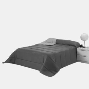 Edredom 300gr Bicolor Cama Reversível 80cm Cinza Claro  Cinza Escuro