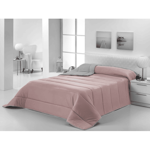 Edredom 300gr Bicolor Cama Reversível 135cm Rosa  Cinza