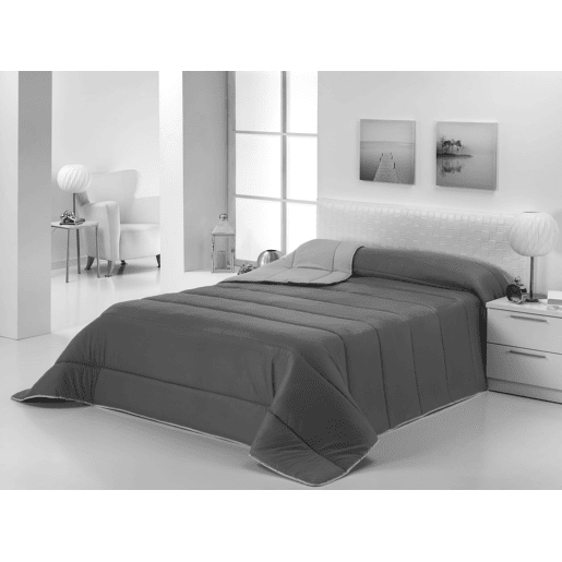 Edredom 300gr Bicolor Cama Reversível 120cm Cinza Claro  Cinza Escuro