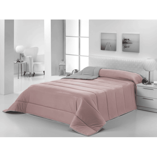 Edredom 300gr Bicolor Cama Reversível 140cm Rosa  Cinza