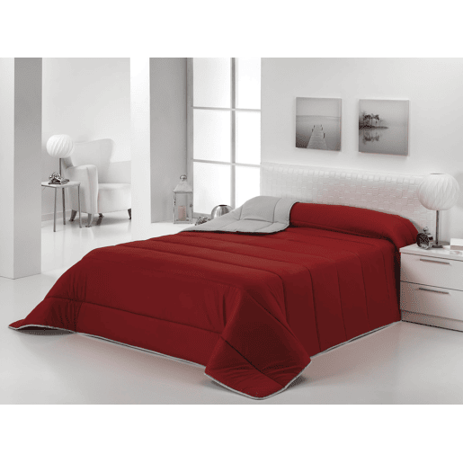 Edredom 300gr Bicolor Cama Reversível 200cm Vermelho  Cinza
