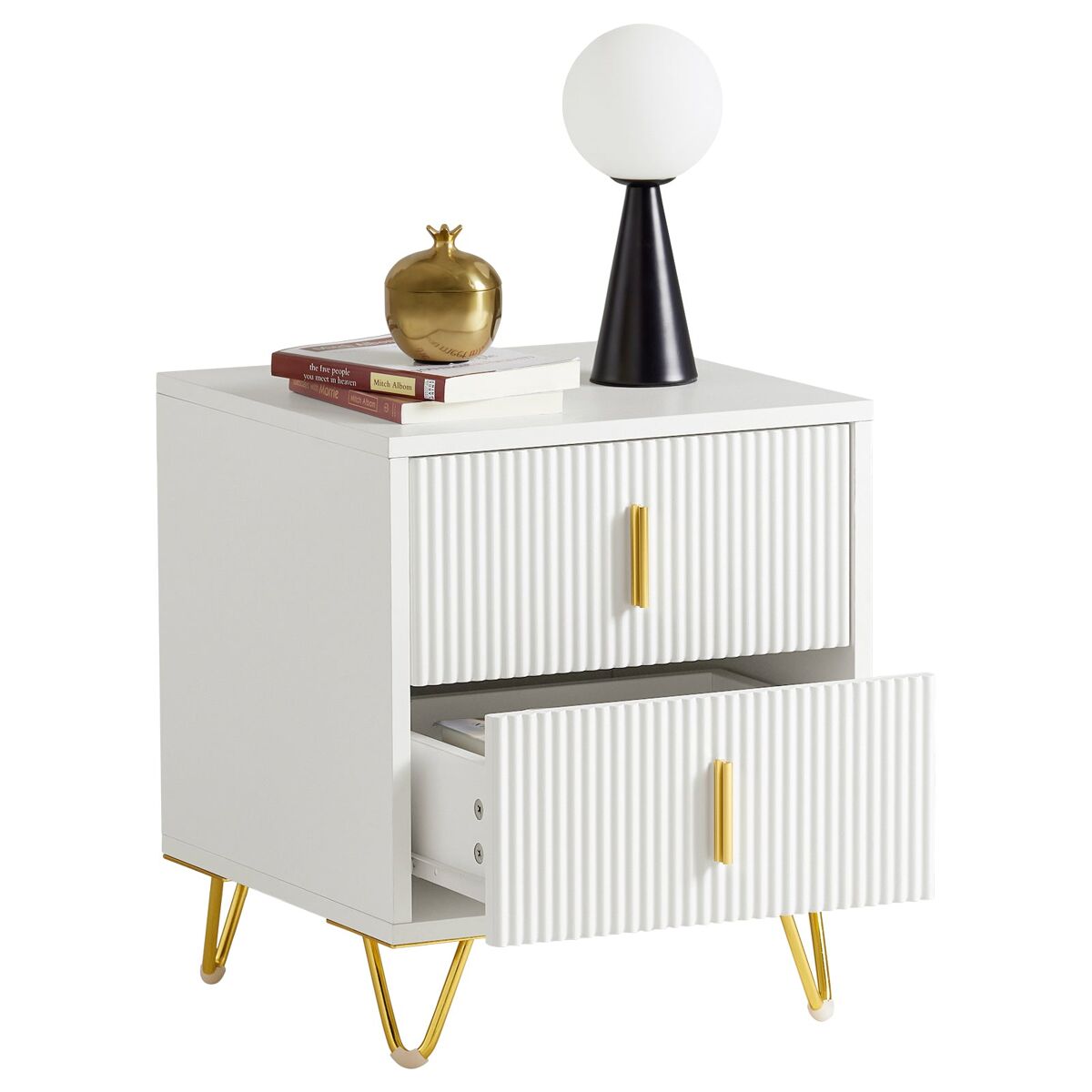 Mesa Auxiliar con 2 cajones FBT115-W SoBuy