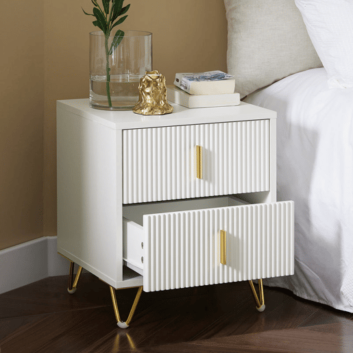 Mesa de cabeceira com 2 gavetas FBT115-W SoBuy
