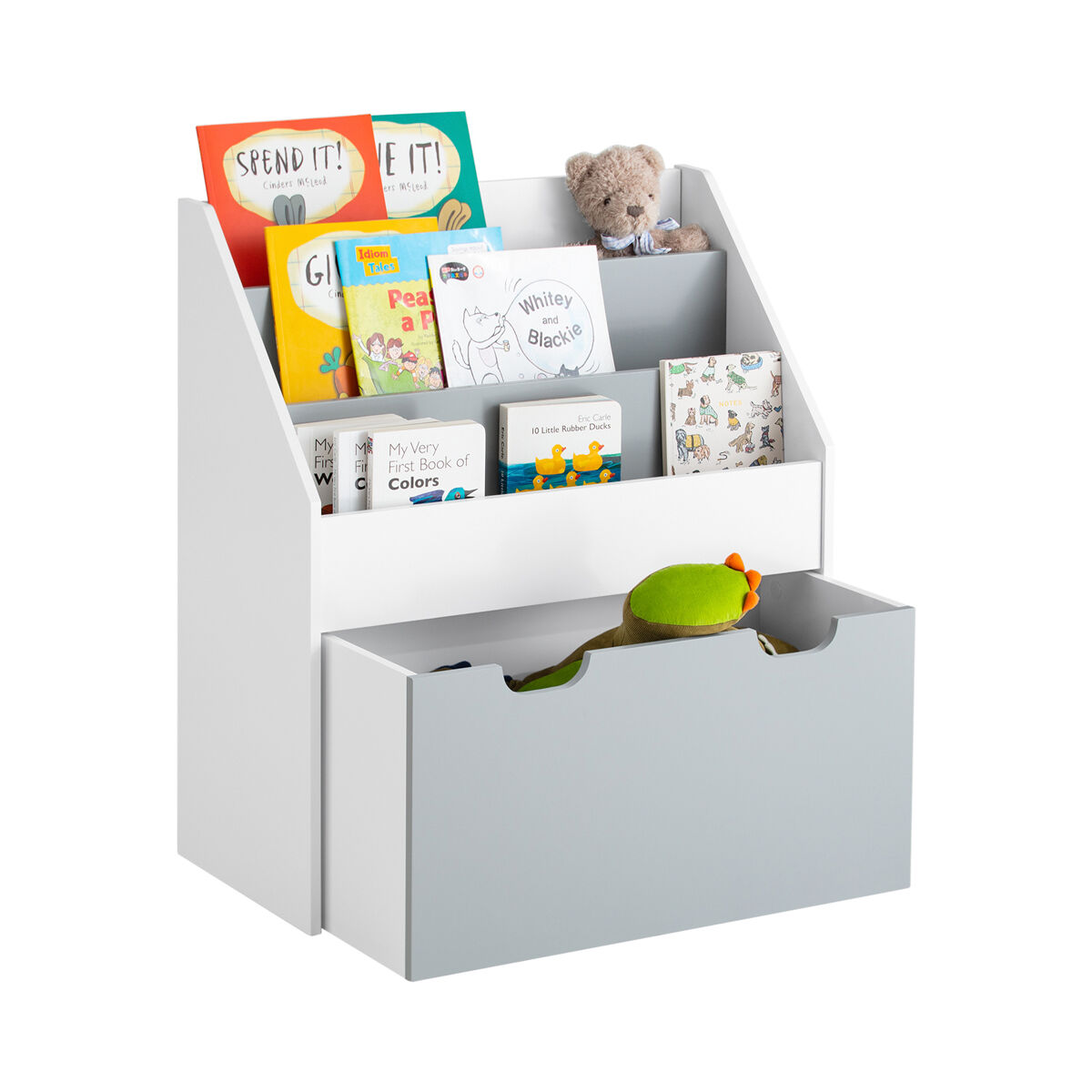 SoBuy Librería Infantil con 3 estantes y 1 cajón KMB17-HG