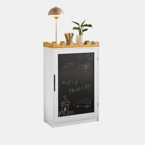 Estante para crianças com quadro de giz com desenho de cadeado KMB43-W SoBuy