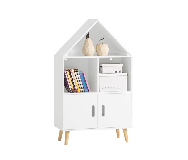 Librería infantil con 2 estantes abiertos organizador de juguetes multifuncional con 2 puertas kmb58-w sobuy