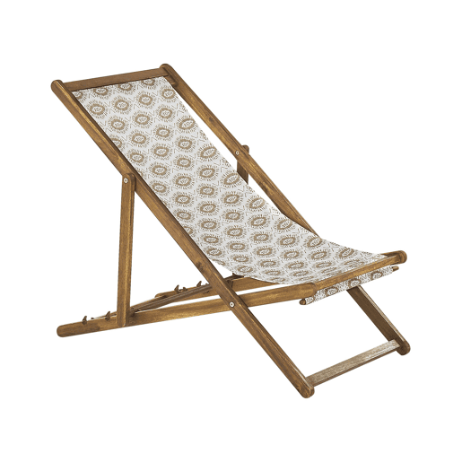 Conjunto de 2 cadeiras de praia dobráveis ANZIO com tecidos de substituição Motivo abstracto Madeira de acácia Castanho claro