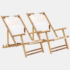 Conjunto de 2 cadeiras de praia dobráveis ATRANI Madeira de bambu Creme claro