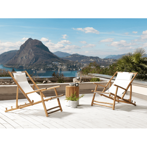 Conjunto de 2 cadeiras de praia dobráveis ATRANI Madeira de bambu Creme claro