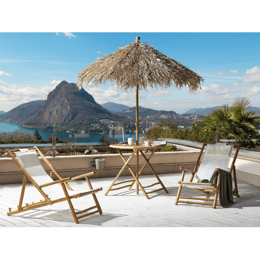 Conjunto de 2 cadeiras de praia dobráveis ATRANI Madeira de bambu Creme claro