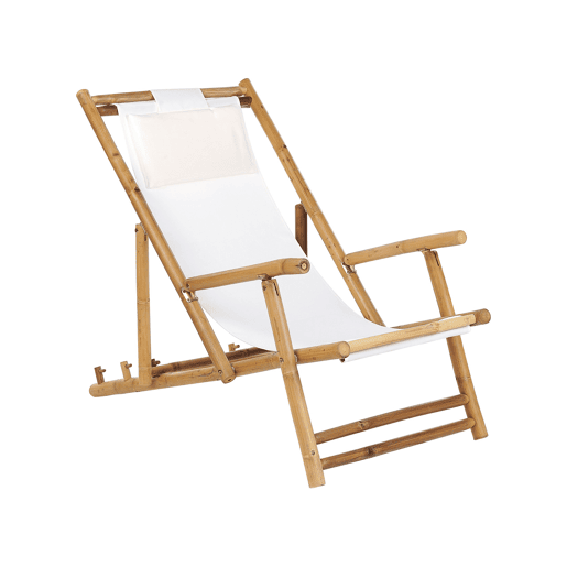 Conjunto de 2 cadeiras de praia dobráveis ATRANI Madeira de bambu Creme claro