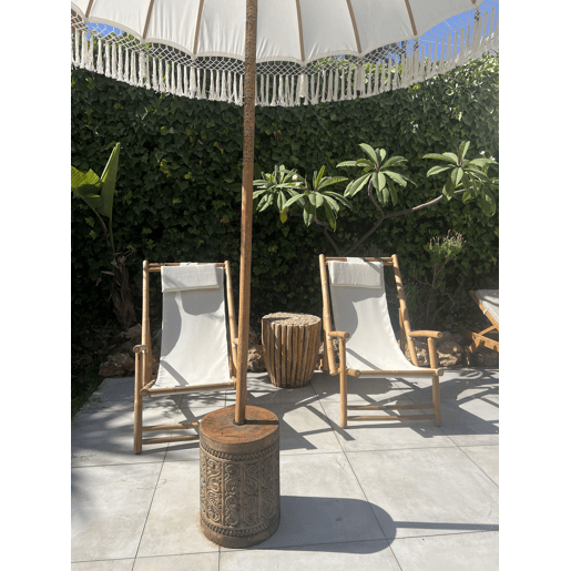 Conjunto de 2 cadeiras de praia dobráveis ATRANI Madeira de bambu Creme claro