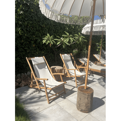 Conjunto de 2 cadeiras de praia dobráveis ATRANI Madeira de bambu Creme claro