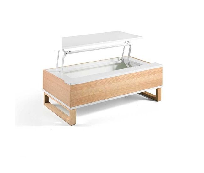 Mesa de Centro Rectangular MDF - Modelo ROYAL - Sobre elevable - Patas Madera MEDIDAS 110 X 60 X 38 CM