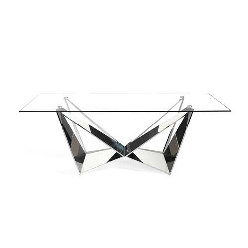 Mesa de Comedor Rectangular - Modelo MADRID - Sobre Cristal TR - Estructura Metal Espejo MEDIDAS 220 X 100 X 77 CM