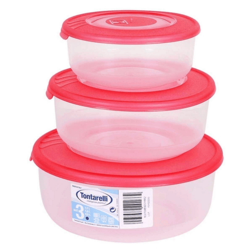 Conjunto de 3 Lancheiras Tontarelli (0,5 - 1 - 2 L) ø 19,3 x 8,4 cm (3 Unidades) Coral