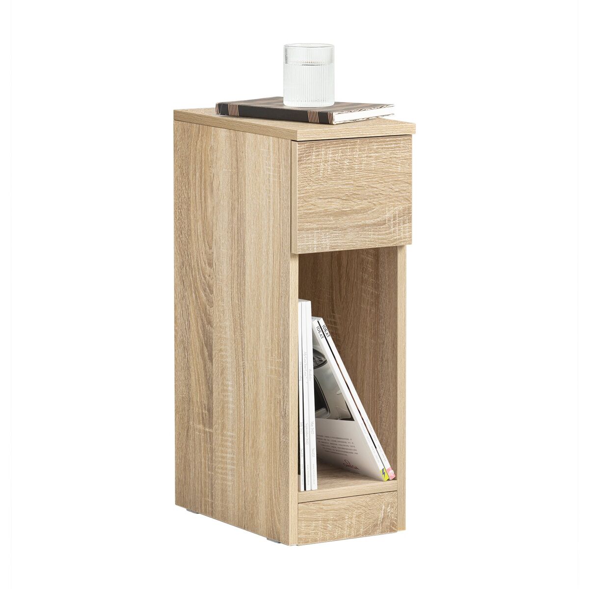 Mesa auxiliar mesita de noche con 1 cajón mesa para salón comedor 20 x 35 x 60 cm madera fbt111-n sobuy