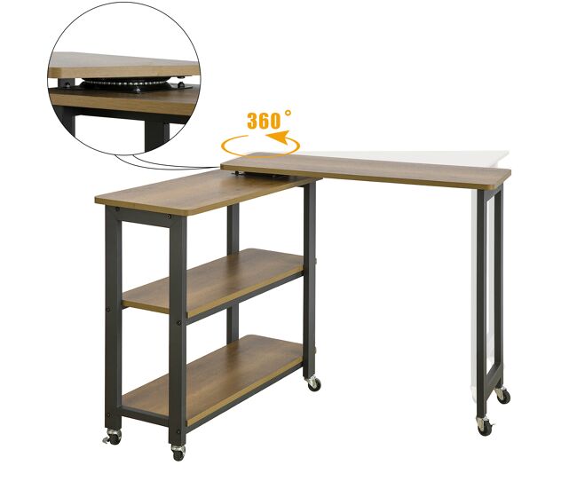 Sobuy mesa auxiliar giratoria mesa de ordenador en forma de l escritorio de esquina en estilo industrial 133 x 69 x 30 cm fwt83-pf